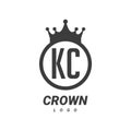 KC Letter Logo Design with Circular Crown