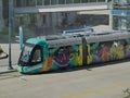 KC Streetcar outside of Union Station in Kansas City Missouri. Royalty Free Stock Photo