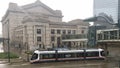 KC Streetcar rolls Past Union Station, Kansas City, Missouri Royalty Free Stock Photo