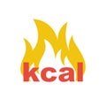 Kcal fire icon. Gradient color kilocalories sign. Calorie burn symbol.
