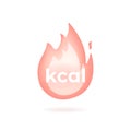 Kcal icon, kilocalorie, fat burning 3d symbol.