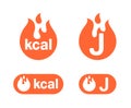 Kcal and joule icons - energy units Royalty Free Stock Photo