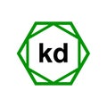KD company monogram with green diamond. KD icon Royalty Free Stock Photo