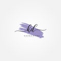 KD Initial Logo in Signature Style for Photography and Fashion Business - Watercolor Signature Logo Vector Royalty Free Stock Photo