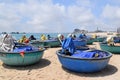 Ke ga beach and traditional basket boat on the sand of fishing v