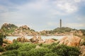 Ke Ga Lighthouse and beauty rocks on the shoreline in Binh Thuan province, Vietnam