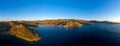 Aerial drone panorama of Kea Tzia greek island, Cyclades, Greece Royalty Free Stock Photo