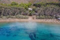Kea Tzia island, Cyclades, Greece. Gialiskari bay and beach aerial drone view Royalty Free Stock Photo
