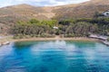 Kea Tzia island, Cyclades, Greece. Gialiskari bay and beach aerial drone view Royalty Free Stock Photo