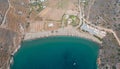 Kea Tzia island, Cyclades, Greece. Spathi bay and beach aerial drone view