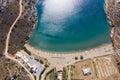 Kea Tzia island, Cyclades, Greece. Spathi bay and beach aerial drone view