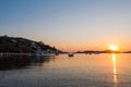 Kea Tzia island, Cyclades, Greece. Vourkari marina at sunset