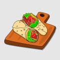 Kebab with meat and vegetable vector design