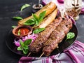 Kebab adana, lamb and beef and toasts