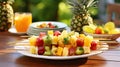 kebab chunk pineapple fruit