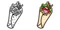 kebab durum, falafel turkish food, food wrap icon