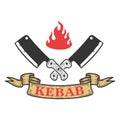 Kebab emblem template. Fast food. Design element for logo, label, emblem, sign.