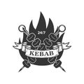 Kebab emblem template. Fast food. Design element for logo, label, emblem, sign.