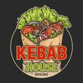 Kebab house vintage colorful label Royalty Free Stock Photo