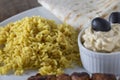 Kebab Hummus and Rice Royalty Free Stock Photo