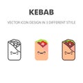 Kebab icon. Kawai and cute food illustration. for your web site design, logo, app, UI. Vector graphics illustration and editable