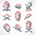 Kebab labels and elements set. Collection icon kebabs. Vector