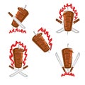 Kebab labels and elements set. Collection icon kebabs. Vector