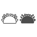 Kebab line and solid icon, Street food concept, Burrito sign on white background, Doner kebab icon in outline style for