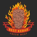 Kebab meat colorful vintage emblem Royalty Free Stock Photo