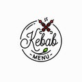 Kebab menu logo. Round linear logo of kebab