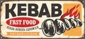 Kebab retro tin sign design for fast food restaurant