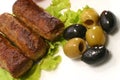 Kebab rolls and olives