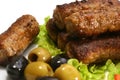 Kebab rolls and olives Royalty Free Stock Photo