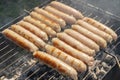 Kebab sausages are grilled Royalty Free Stock Photo