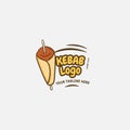 Kebab and shawarma logo design vector template. Vector label Turkish and Arabian fast food.