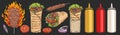 Kebab shawarma set colorful stickers Royalty Free Stock Photo