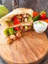 Kebab / Shawerma, with chicken and salad