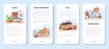 Kebab street food mobile application banner set. Chef cooking delicious roll