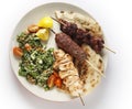Kebab tabouleh bbq from above