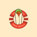 Kebab tortilla logo template circus style badge