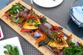 Kebab with vegetables and pita bread - traditional Turkish dish Royalty Free Stock Photo