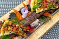 Kebab with vegetables and pita bread - traditional Turkish dish Royalty Free Stock Photo