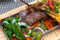 Kebab with vegetables and pita bread - traditional Turkish dish Royalty Free Stock Photo