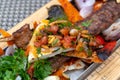 Kebab with vegetables and pita bread - traditional Turkish dish Royalty Free Stock Photo