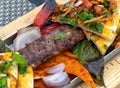 Kebab with vegetables and pita bread - Turkish dish Royalty Free Stock Photo
