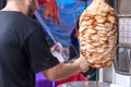 Kebab was cut by an Arab man. Royalty Free Stock Photo
