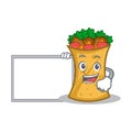 Kebab wrap character cartoon with board Royalty Free Stock Photo