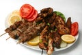 Kebabs and chicken wings