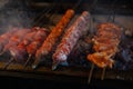 Kebabs cooking on a grill Royalty Free Stock Photo