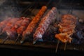 Kebabs cooking on a grill